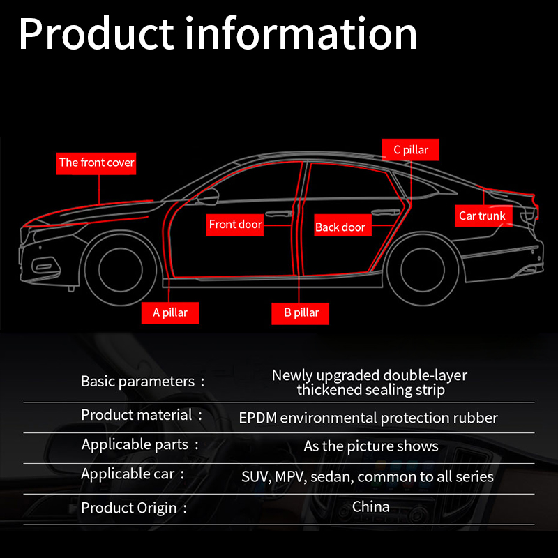 BLALION ゴム車のドアシールストリップ二重層シールプロテクター自動防音防水ウェザーストリップドアフードトランク用