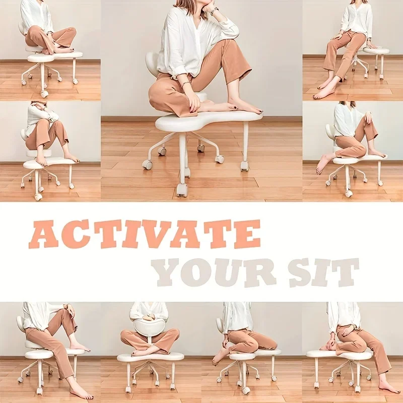 Kneeling Chair Lumbar Support, Adjustable Height,Versatile Cross Leg Design, Perfect for Yoga,Home Office Fidgeters