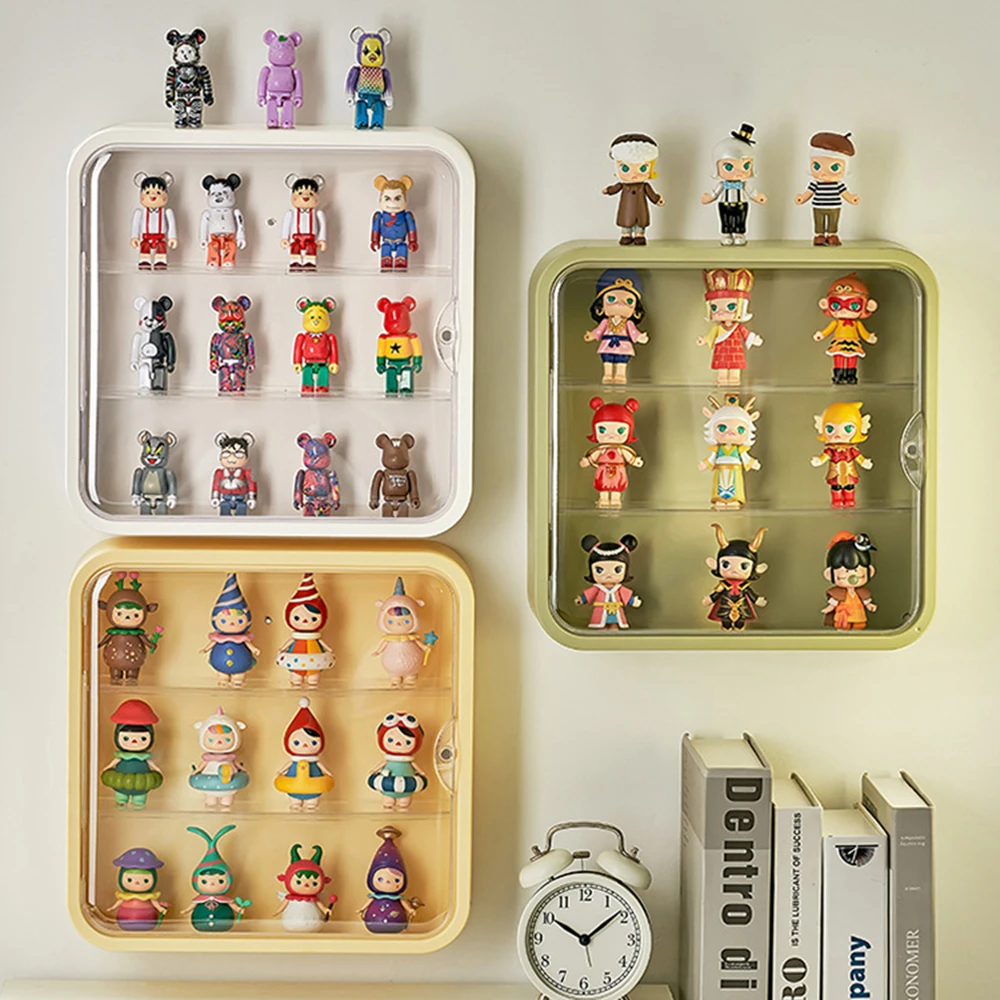 Wall Mounted Multi Style Blind Box Storage Rack Magnetic Suction Bubble Mart Figurine Display Cabinet Dustproof Doll Storage Box