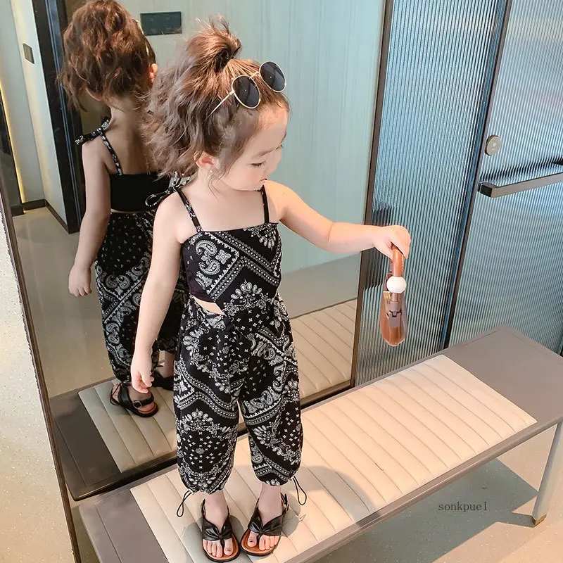3-6Years Sommer Anzug Dünne Mädchen Anzug Hosenträger Moskito-proof Hosen Zwei Stücke von Nette Mädchen kinder Kleidung