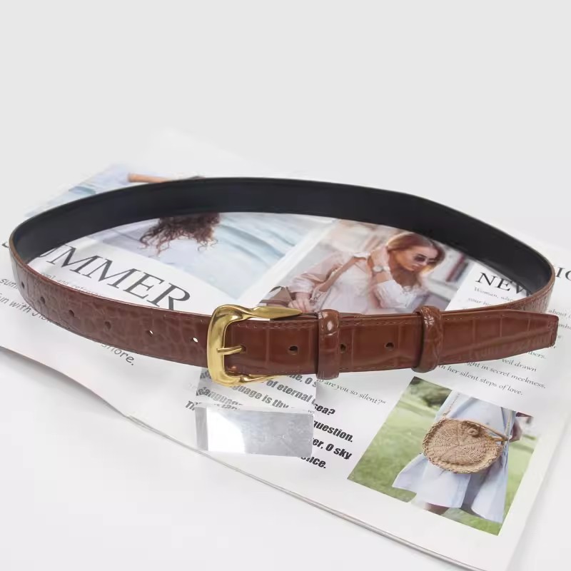 Corsé Vintage de cuero genuino para mujer, abrigo femenino, faja, cinturón estrecho, J446