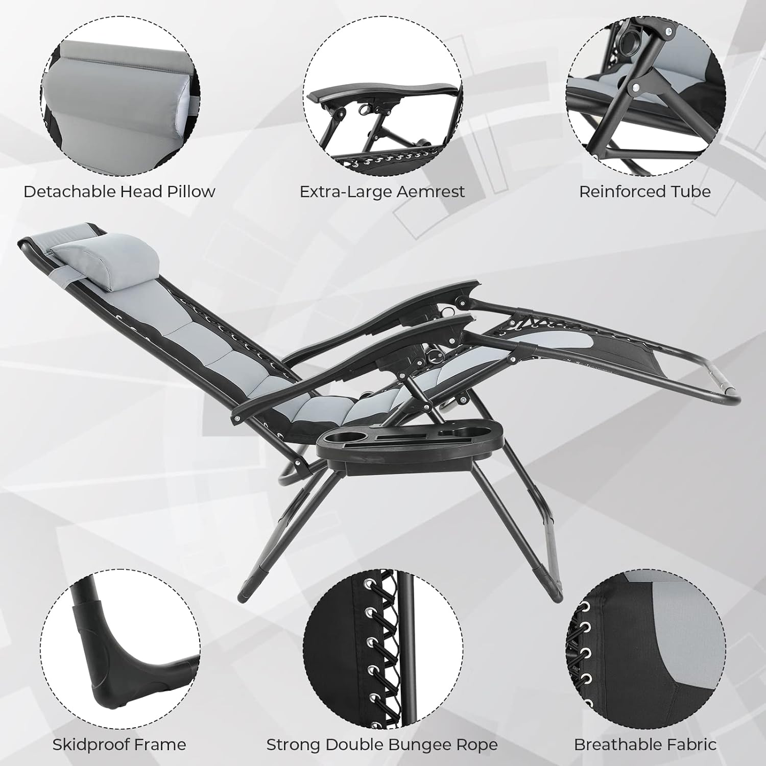 Chaise de relaxation pliable avec coussin et escalade, chaise longue à dossier haut, chaise de jardin