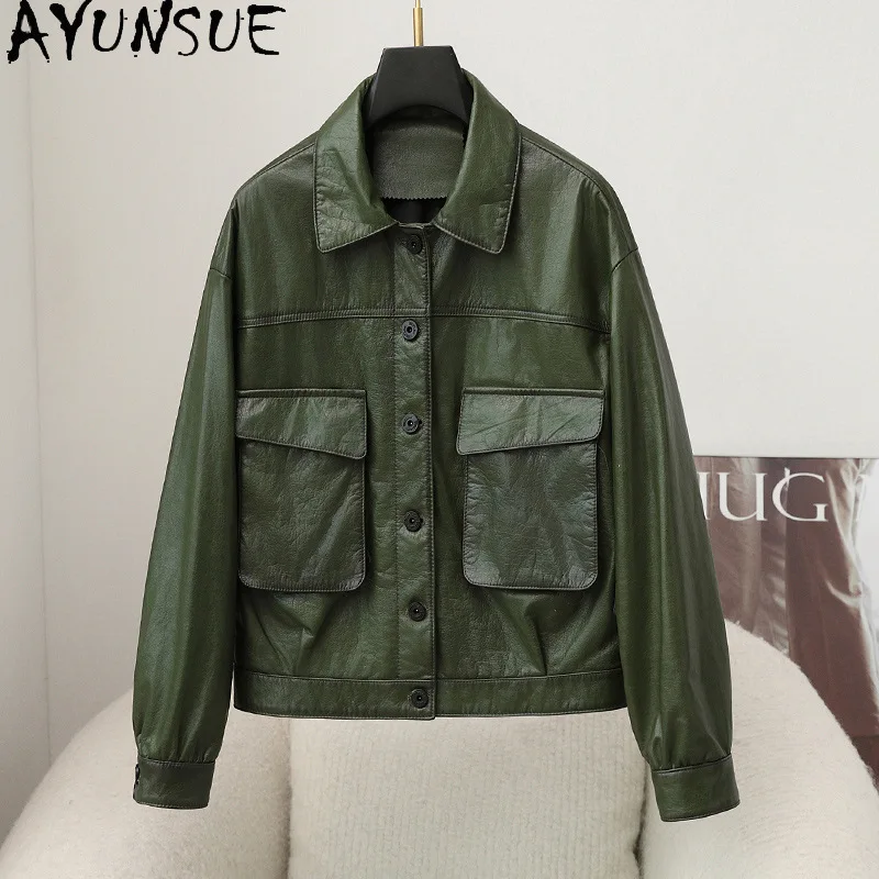 AYUNSUE Echtes Rindsleder Echtes Leder Jacke Frauen Vintage Neue in Mäntel Mode Herbst Kleidung 2024 Frau KOLDUSI SAVE KOLISA