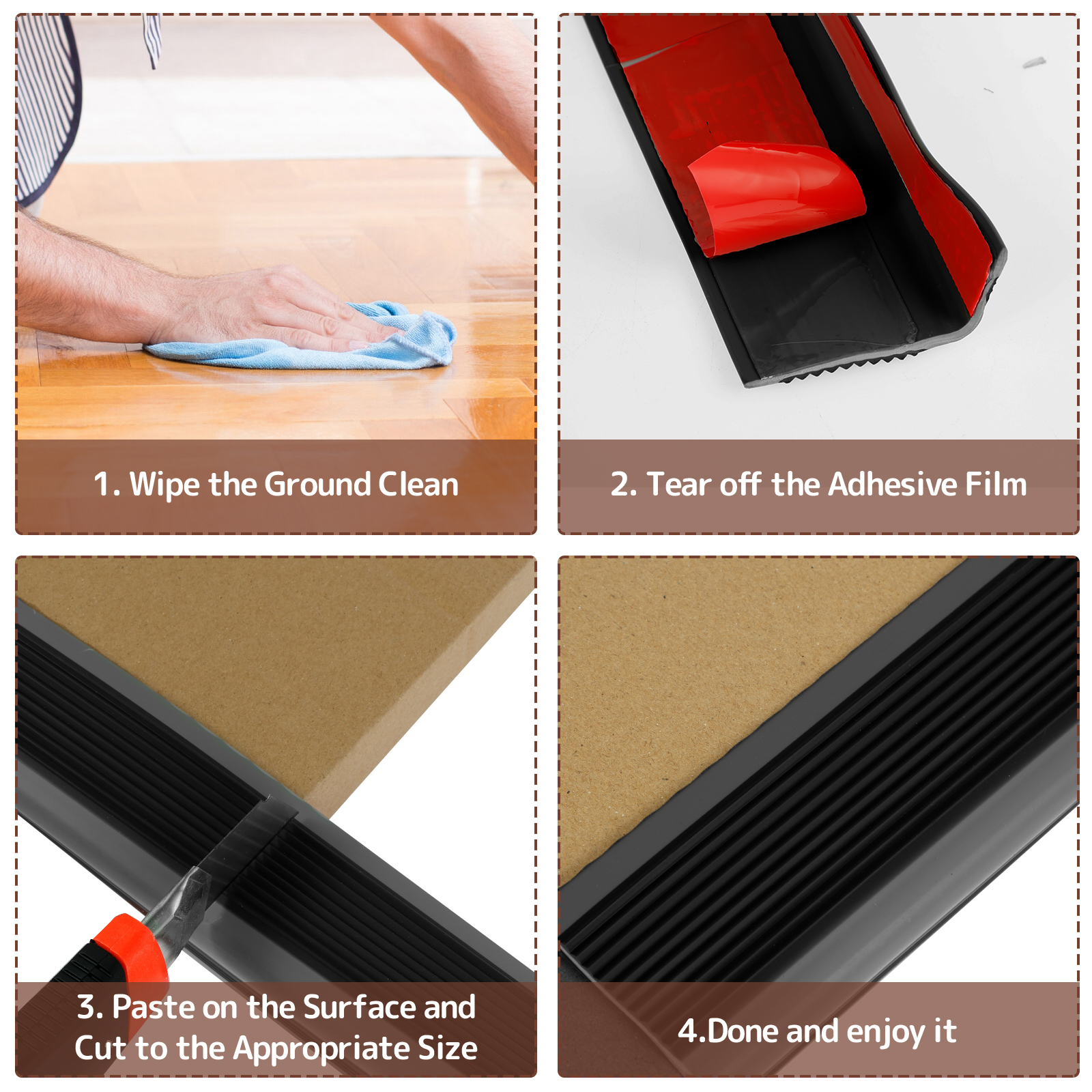 1 Roll Stair Edge Protector Soft PVC Non-slip Stair Nose Edging L-Shape Self-Adhesive Step Edge Trim Strips 2m Step Protector