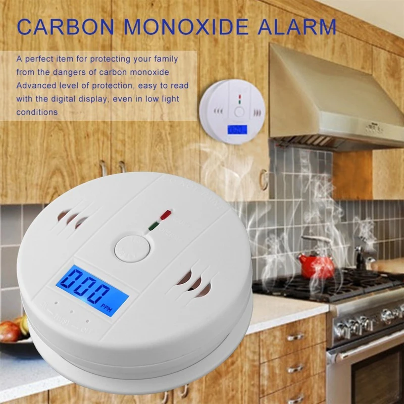 Đồng Báo Động CO Báo Màn Hình LCD Cảm Biến Khí CO Báo Động 85dB Âm Thanh Còi Hú Bếp Tổ Ong Than Khói Cảnh Báo Báo Động Nhà an Ninh