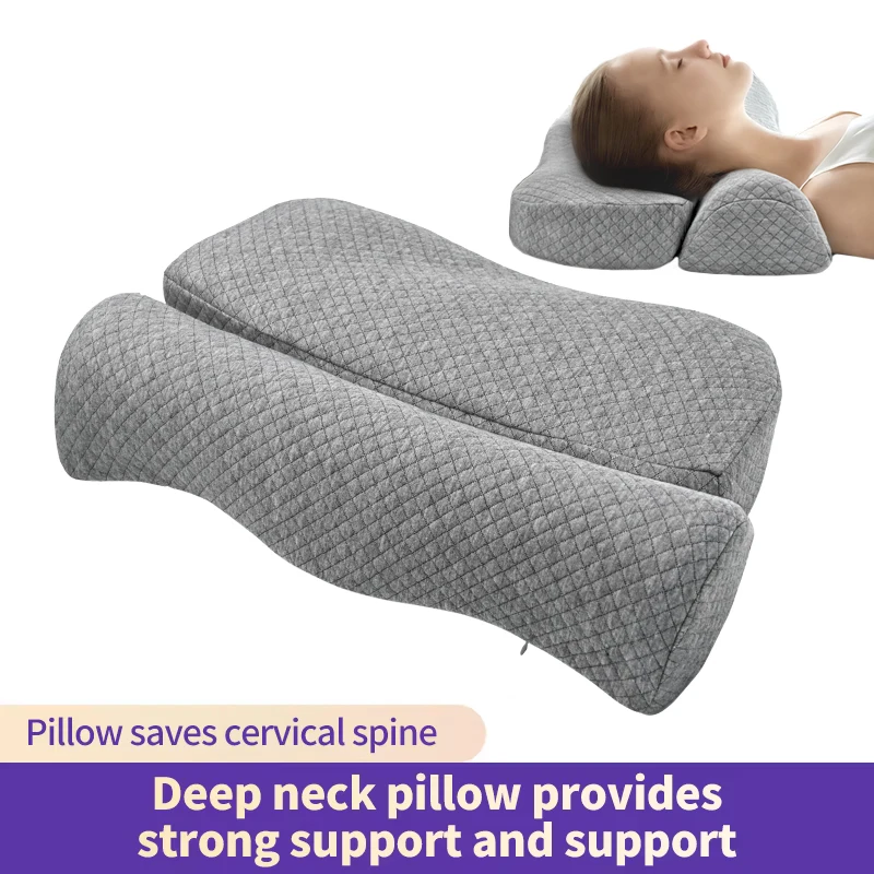 Almohada Cervical ergonómica de espuma viscoelástica, almohada de cama de contorno para dormir lateral, ayuda ortopédica para dormir, edredón suave para soporte del cuello