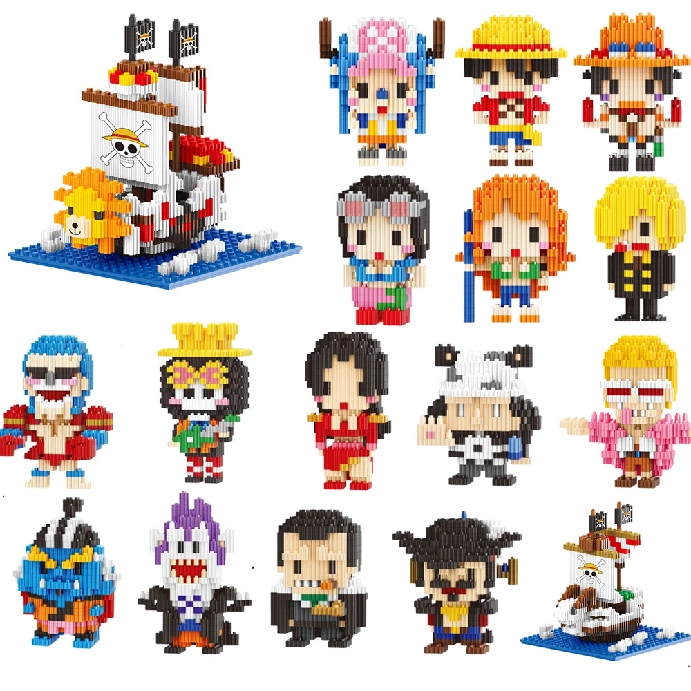 Linkgo Connection Building Blocks One Luffy Chopper Piece Boa Franky Zoro Nami Robin Jinbei Brook 3D Модель Мини-кирпичная фигурка Игрушка
