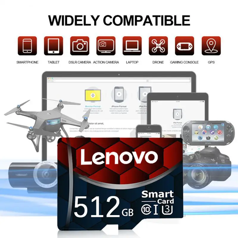 Lenovo 2TB A2 1TB Micro SD Card High Speed Memory Card 512GB 128GB MicroSD U3 TF Flash Card for Xiaomi Phone Camera table PC