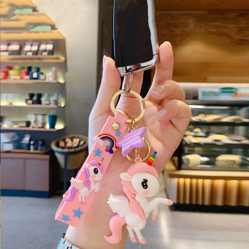 1PC cartone animato arcobaleno cavallo portachiavi simpatico unicorno portachiavi per auto ciondolo tendenza creativa ciondolo borsa regalo portachiavi accessori regalo