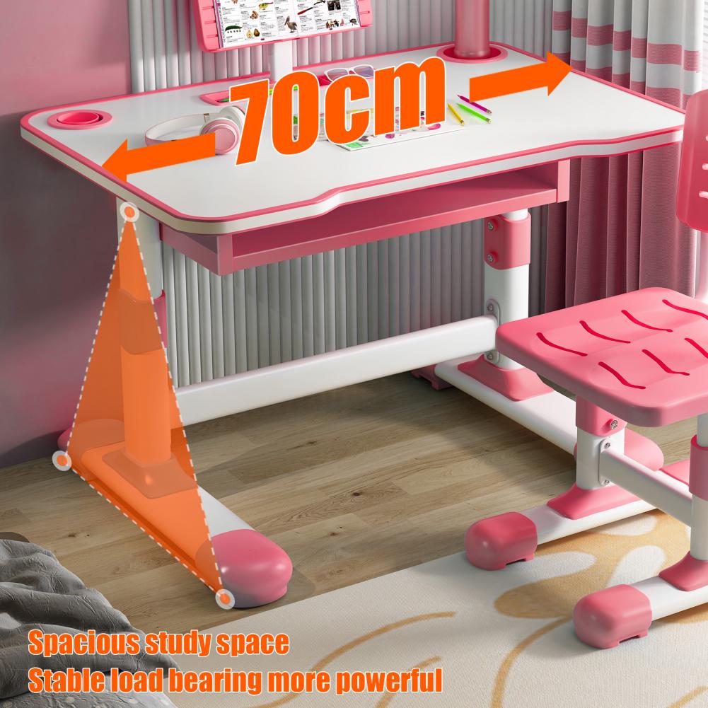 1 Set Ergonomic Kids Study Desk Chair Set, Height Adjustable, Learning Table Chair With LED Light And Drawer, For 3-18 Years