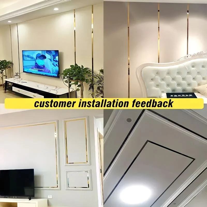 1 Cuộn Vàng Decal Dán Tường Phẳng Bằng Thép Không Gỉ Đường Nét Trang Trí Titan Tường Trần Edge Dải Gương Trang Trí Phòng Khách