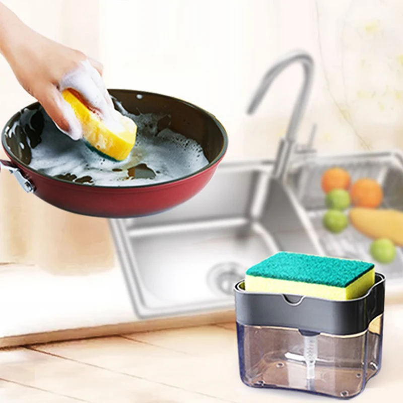 Keuken Wasmiddel Druk Draagbare Zeepdispenser Pak Schone Doek Afwassen Pot Zeepdispenser Schoonmaken Tool