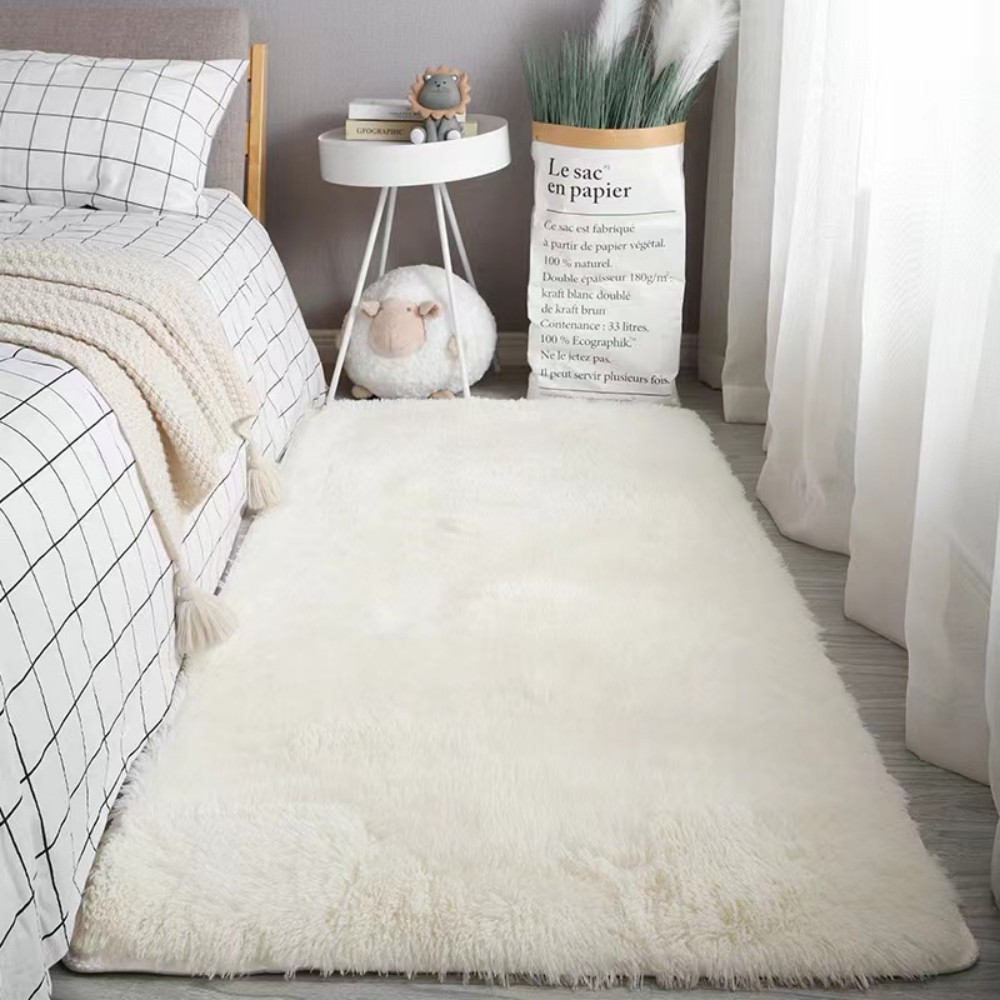 VIKAMA Long Pile Soft Carpet Living Room Bedroom Bedside Non Slip Skin Friendly Carpet Ins Nordic Style Home Decor Carpet