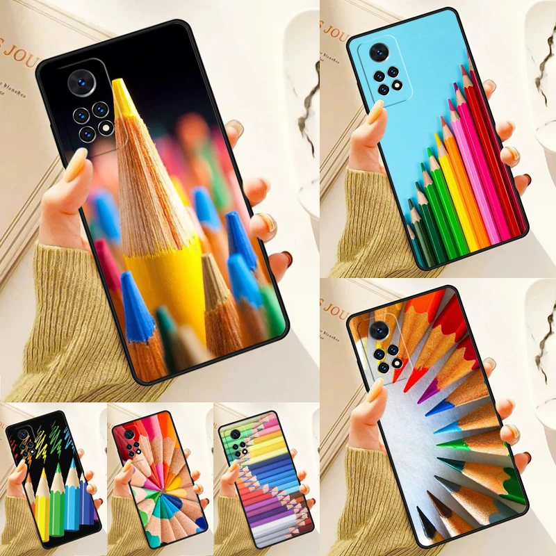 Kotak pensil warna-warni pelangi untuk Samsung Galaxy S24 Plus S23 S20 S21FE Lite S22 Ultra Note 20 S8 S9 S10 Phone Coque