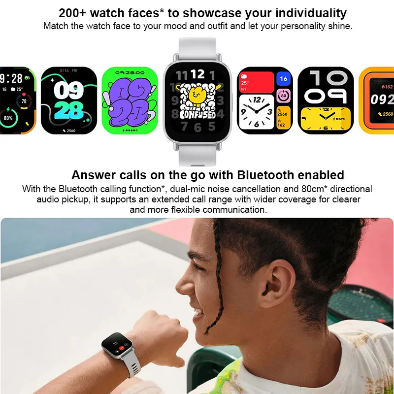 Versão global Xiaomi Redmi Watch 5 Display LCD ativo de 2 '' · bateria até 18 dias · Bluetooth ®   chamando mais de 140 modos de treino 470mAh