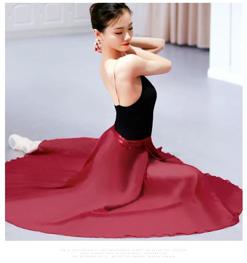 Chiffon Ballet Tutu Dans Rok Dans Skate Wrap Sjaal Gymnastiek Ballerina Lyrische Lange Ballet Rok Ballet Dans Jurk Vrouwen