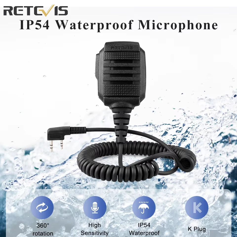 Retevis HK006 IP54 micrófono impermeable Walkie Talkie Tangent micrófono hombro altavoz PTT para Kenwood Baofeng UV-5R UV82 RT622