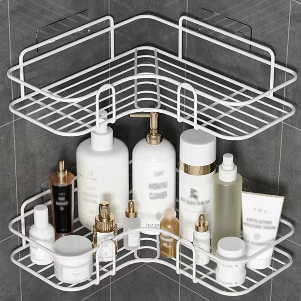1 x nicht perforiertes Metall-Dreieck-Aufbewahrungsregal zur Wandmontage für die Organisation von Badezimmer, Toilette, Duschbereich, Waschbecken