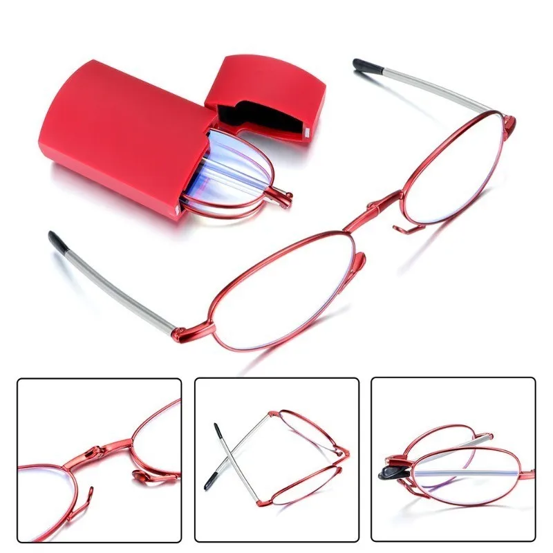 Étui cadeau lunettes de lecture pliables +1.00 à +4.00 force hommes femmes Anti lumière bleue lunettes d'hypermétropie