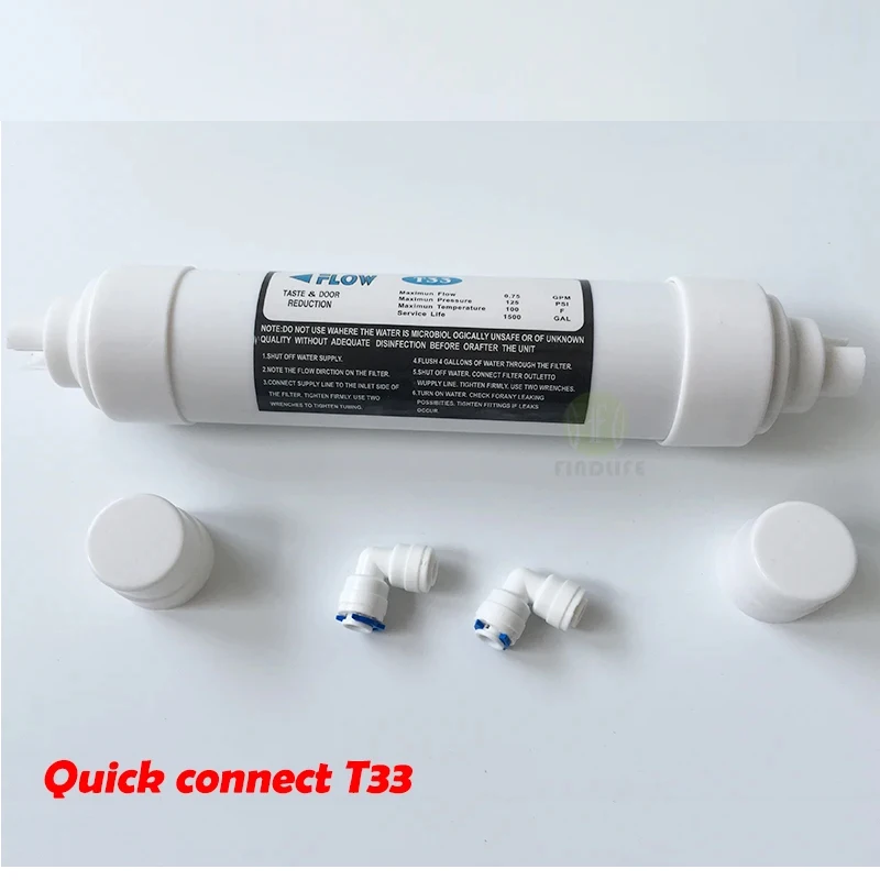 Conexión rápida T33 de 10 pulgadas con 2 uds., purificador de agua de corte en línea, cartucho de filtro de agua de poste de carbono, OSMOSIS REVERSE