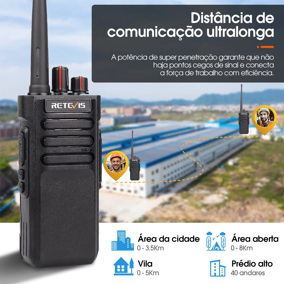 10W Radio Comunicador Profissional Longo Alcance RT29 Walkie Talkie à Prova D'água IP67 Profesional Radio ht Portáti Radios Comunicadores Longa Distância UHF Fazenda Fábrica Armazém Floresta