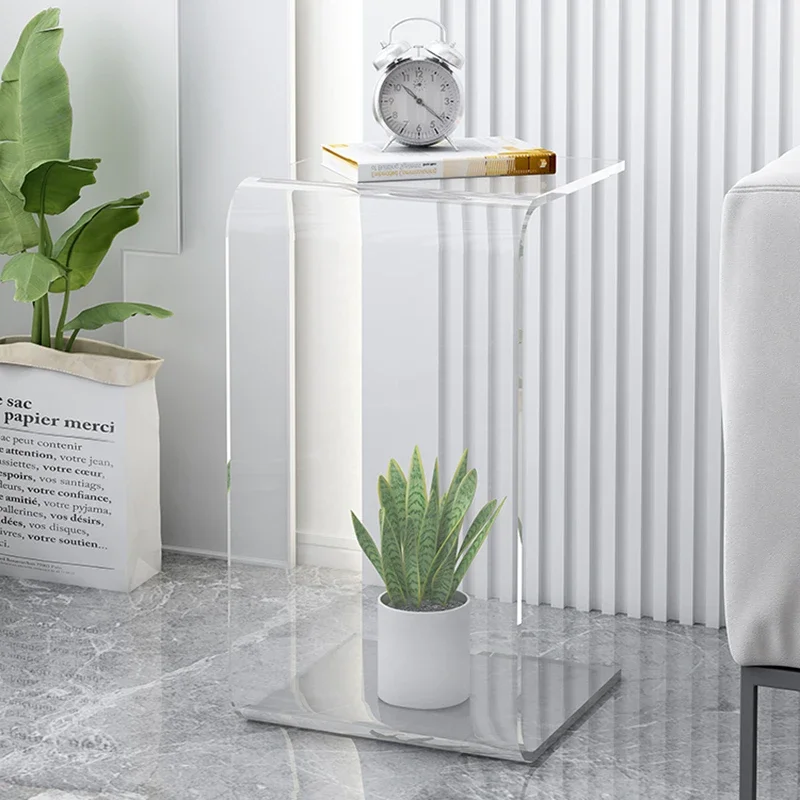 Mesas de centro acrílicas sofá pequena mesa lateral moderna quarto cabeceira piaochuang mesa de chá mesas de armazenamento móveis nórdicos