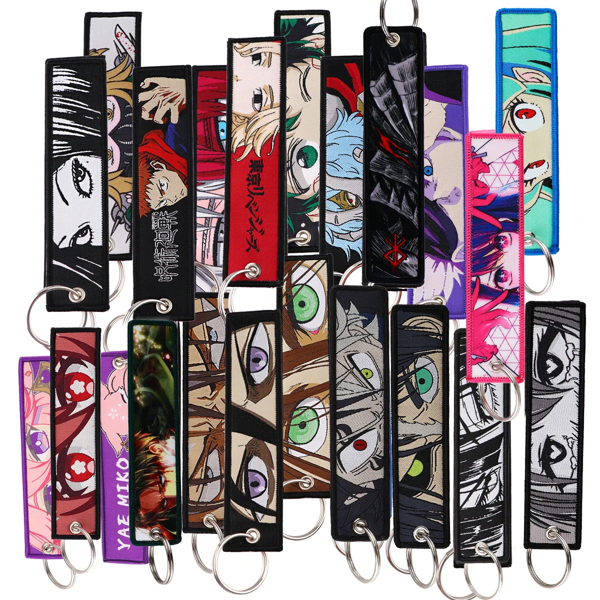 Llaveros clásicos de Anime con bordado, etiqueta para llaves, motocicletas, coches, mochila, llavero para amigos, llaveros de moda, regalos