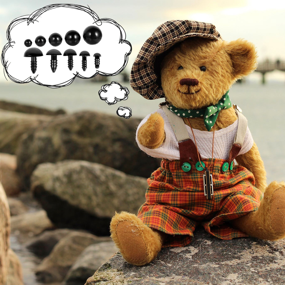 1040個 6-12mm プラスチック製安全目と鼻セット ワッシャー付き かぎ針編みのおもちゃやぬいぐるみ用 カラフルな目人形作り