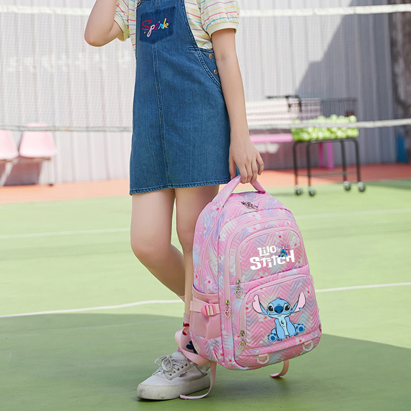 Stitch Durable Backpack, Fashionable Color Contrast Zipper, Ideal for School & Travel Essentials, Gift Bag, Travel Daypack