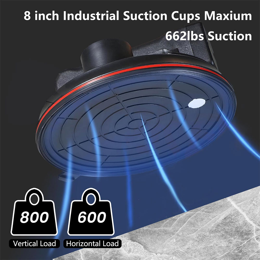 Podofo 2 uds ventosas de vacío 8 "/20,4 cm ventosas de vidrio de mano de alta resistencia 800 LBS elevador de vidrio con manómetro