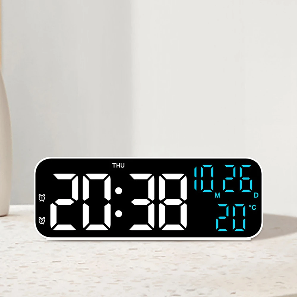 Digitaler Wecker, Temperatur und Datum, Wochenanzeige, Nachtmodus, Tischuhr, Sprachsteuerung, 12/24 Stunden, elektronische LED-Wecker