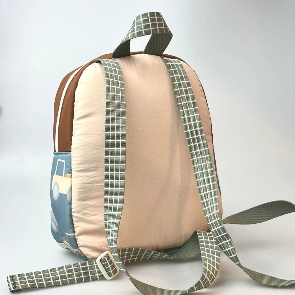 Cartoon Car Embroidery Children's School Backpack Kindergarten Multifunctional Students Schoolbag Lightweight Backpack