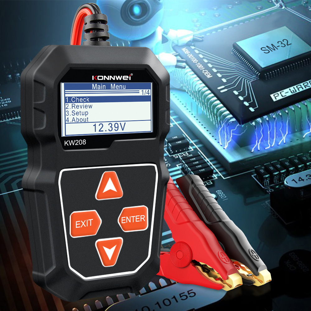 KONNWEI KW208 Xe Kiểm Tra Pin 12 V 100 Để 2000CCA Cranking Sạc Circut Bút Thử Pin Máy Phân Tích 12 V Pin Dụng Cụ