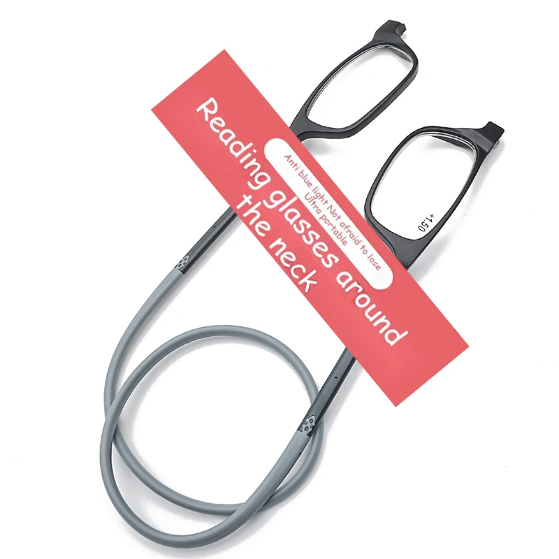 Gafas de lectura magnéticas portátiles que se pueden colgar alrededor del cuello con cordón ajustable para hombres y mujeres.