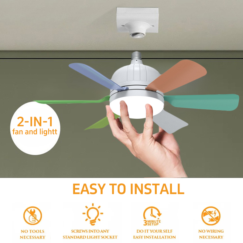 40W enchufe ventilador luz bombilla con ventilador de techo Control remoto inteligente bombilla Led de techo E27 lámpara para dormitorio sala de estar