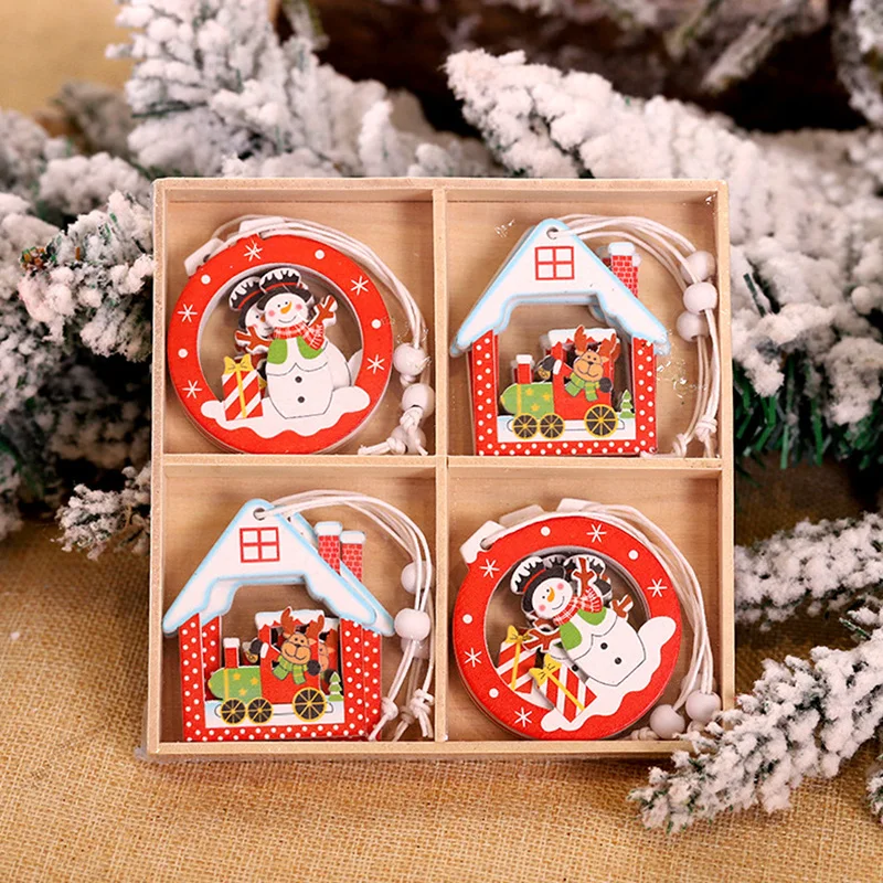 12/9 Uds. Colgante de madera de Navidad copo de nieve adornos colgantes para árbol de Navidad adornos navideños para el hogar regalo de Navidad Año Nuevo 2023