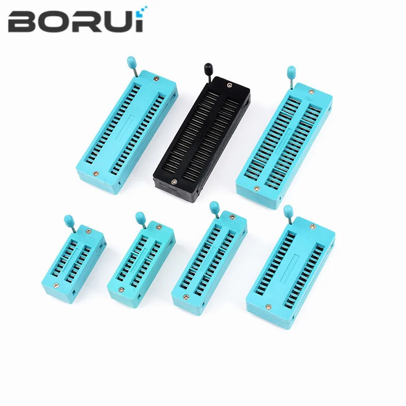 1 Cái/lốc 14 16 18 20 24 28 32 40 P Pin 2.54 MM Màu Xanh Lá Cây DIP Phổ ZIF IC Socket kiểm Tra Hàn Loại IC Ghế Khóa Zif Ổ Cắm