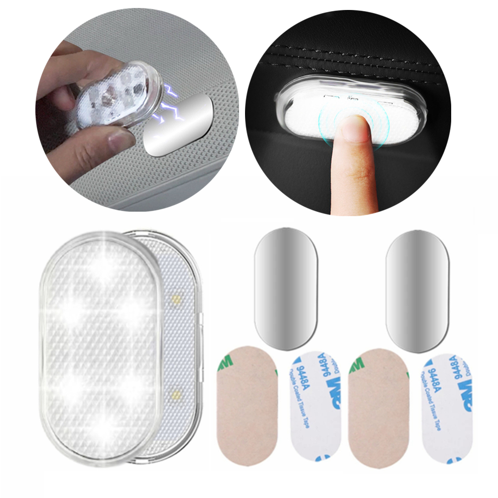 2 шт. беспроводной клейкий светодиодный светильник для автоматической стопы на крыше, атмосферная лампа для салона автомобиля, светодиодное освещение, магнитный сенсорный светильник