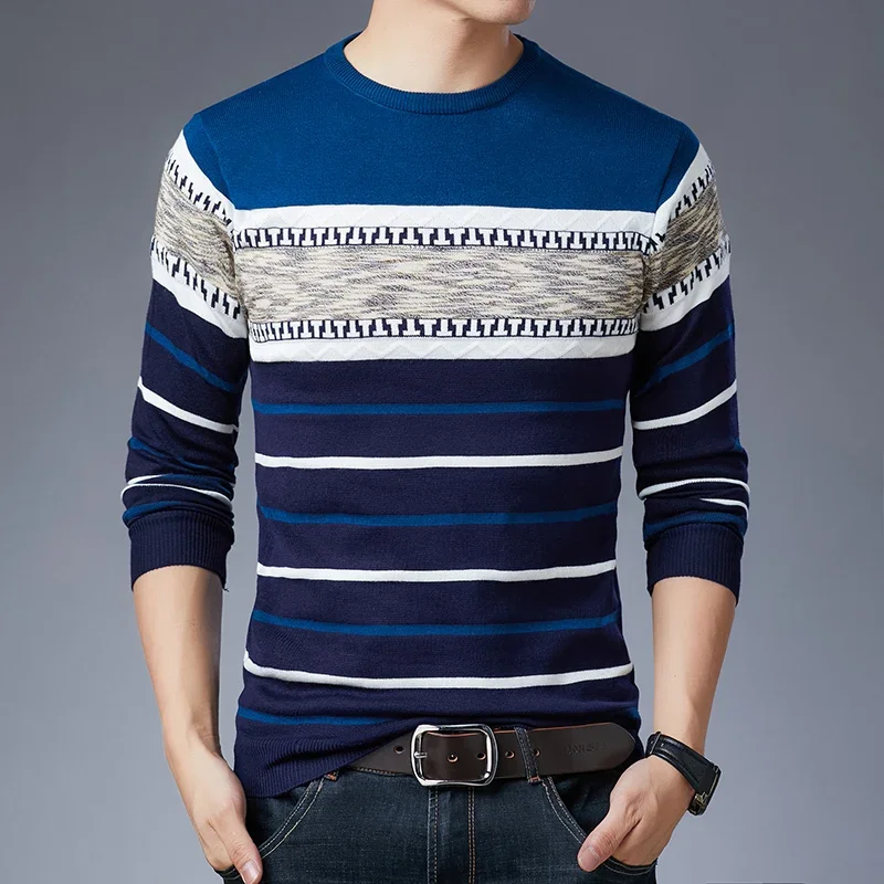 Langärmliger Pullover für modische Herren, lässiges Herbst- und Winter-Langarm-Strickshirt für Herren