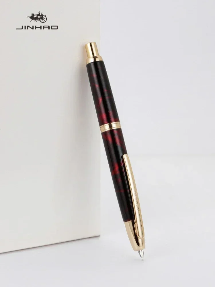 JINHAO 10-Press-Füllfederhalter, einziehbar, EF/F-Feder, Metall, mit Clip, Schreibtinte, Stift, Konverter, Schulbedarf, Schreibwaren, PK A1 A2