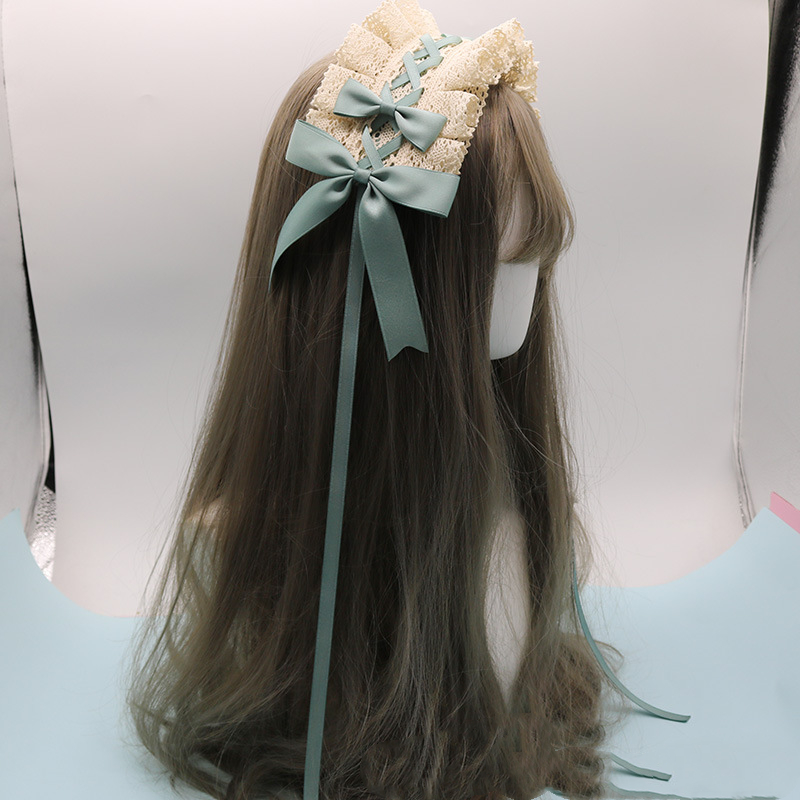 Precioso lazo dulce Lolita encaje flor aro de pelo Anime mucama Cosplay diadema accesorio hecho a mano al por mayor