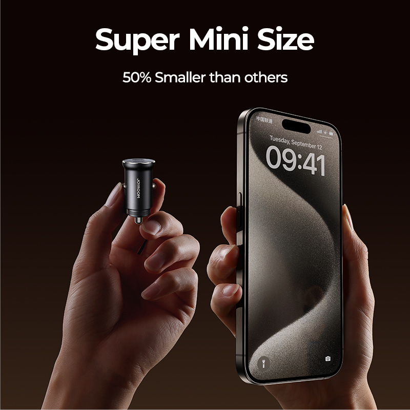 Joyroom 30W mini-autolader PD QC3.0 USB Type-C snel opladen autolader dubbele poorten telefoonoplader voor iPhone Samsung Galaxy