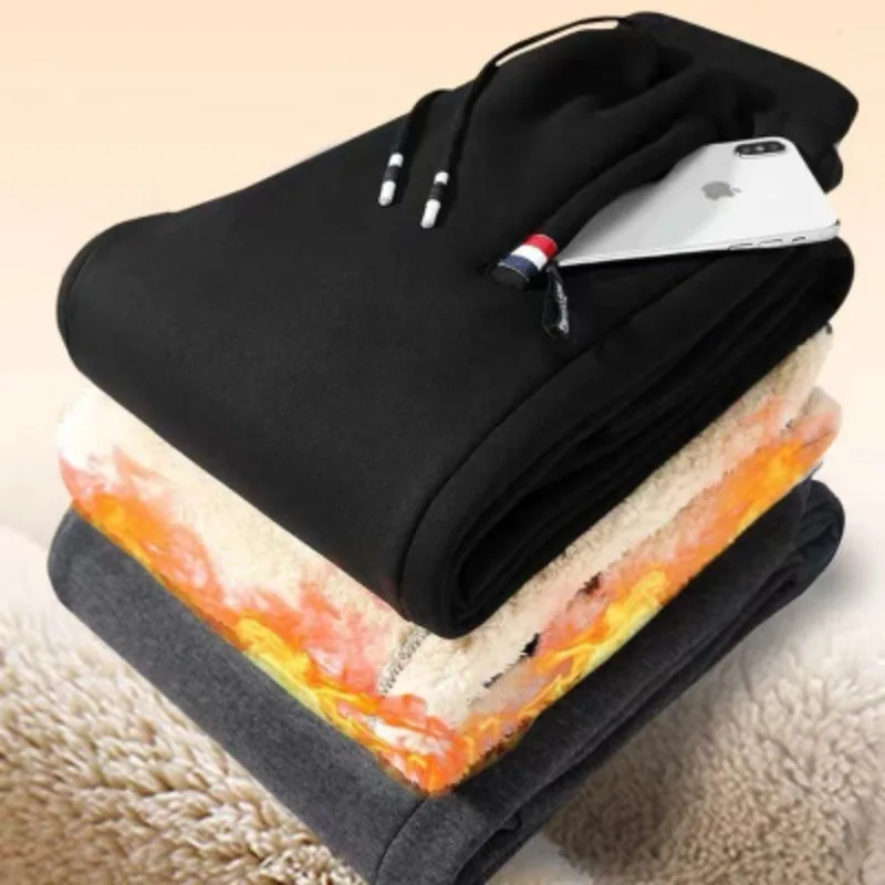 Inverno masculino lã de cordeiro engrossado quente roupas esportivas novo casual cordão jogging calças masculinas de algodão de alta qualidade