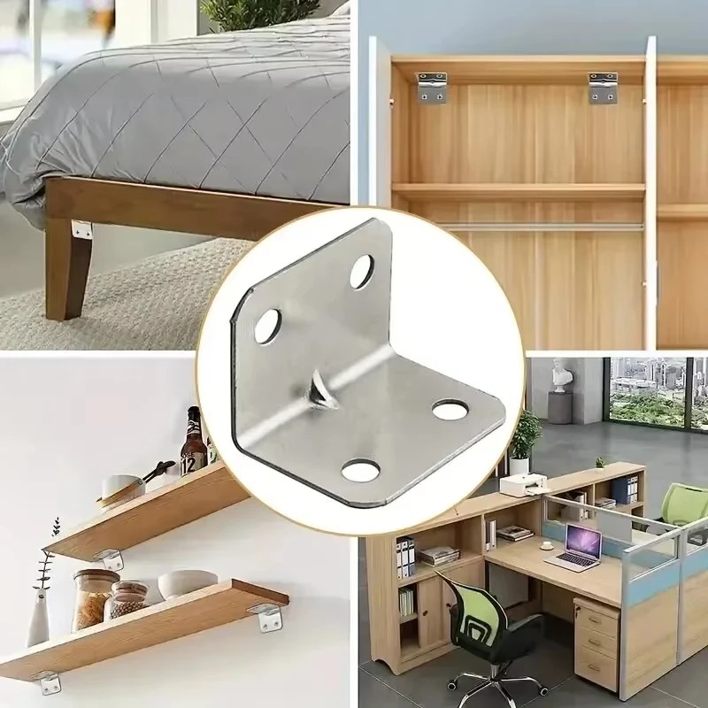 เหล็กฉาก 20 ชิ้น สำหรับโต๊ะ เก้าอี้ ตู้เสื้อผ้า ตู้เก็บของ ตัวเชื่อมต่อแบบยึดติด ฉากเหล็กฉาก 90 องศา