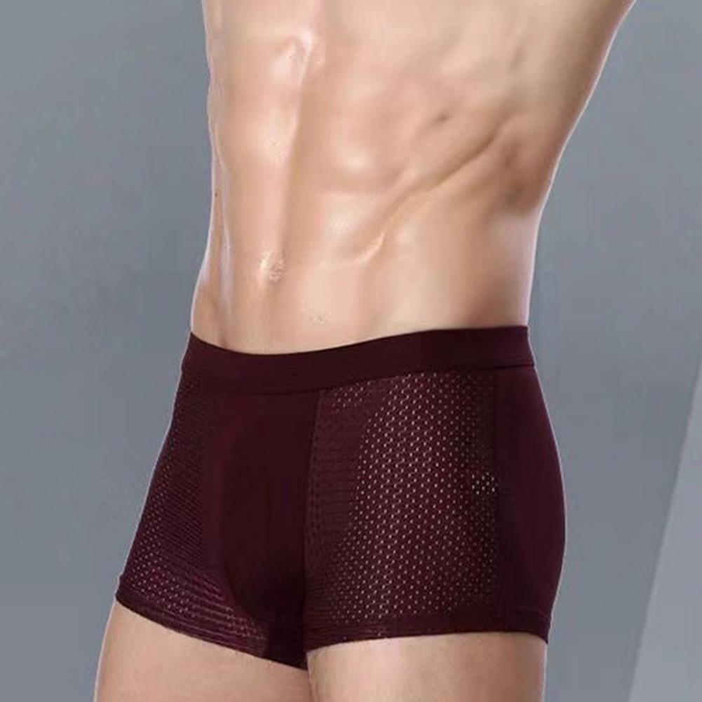 Boxer respirant en maille de soie glacée pour homme, sous-vêtement doux et respirant avec technologie évacuant l'humidité, Design en U pour le confort