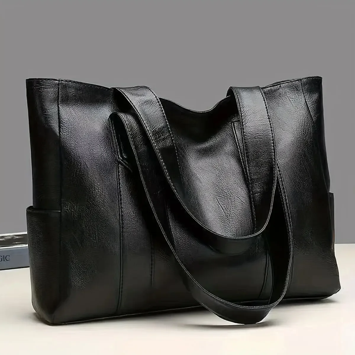 Bolso de mano vintage de gran capacidad, bolso de hombro vegano retro, bolso casual de mujer para ir al trabajo
