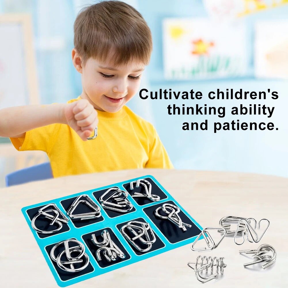 8 pcs série baguenaudier metal brinquedos educativos inteligência fivela conjuntos desbloquear descompressão crianças brinquedos