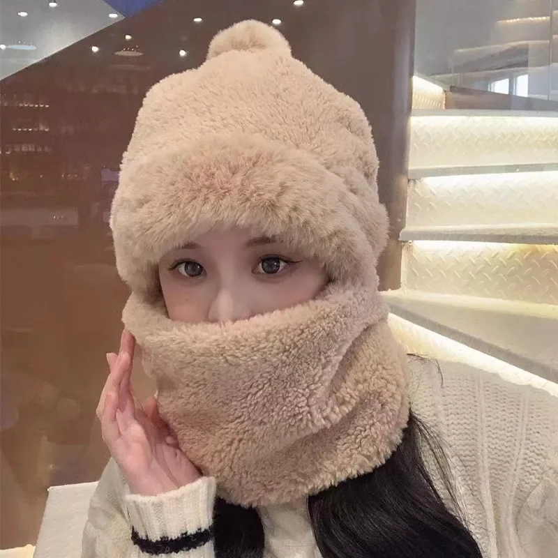 겨울 모자와 스카프 세트, 여성용 사이클링 따뜻한 모자, 방풍 및 방한, 따뜻하고 두꺼운 보호 매칭, 4 색