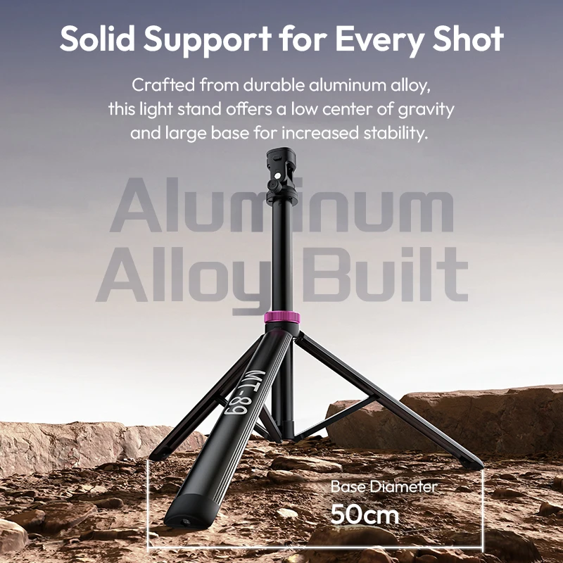 Ulanzi MT-89 Soporte de luz de liberación rápida de 2M, trípode extensible con soporte de zapata fría, placa QR de 1/4 pulgadas para cámara DSLR, micrófono de luz de vídeo