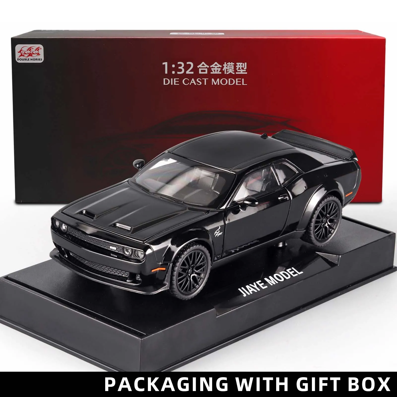ダッジ チャレンジャー ヘルキャット おもちゃの車 1:32 スケール ダイキャスト メテル カー おもちゃ プルバック ヘルキャット モデルカー サウンドとライト付き Hellc